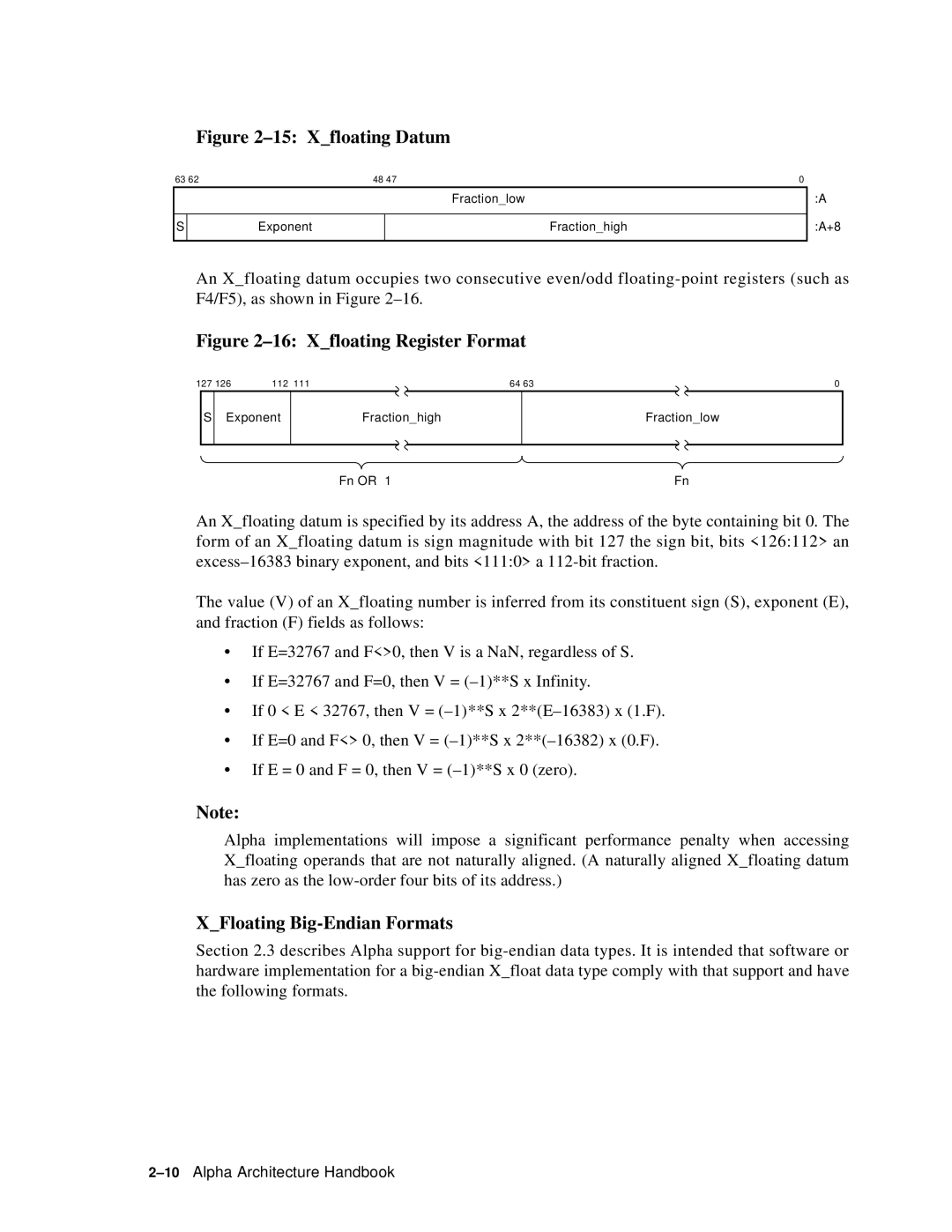 Compaq ECQD2KCTE manual Xfloating Datum, XFloating Big-Endian Formats 