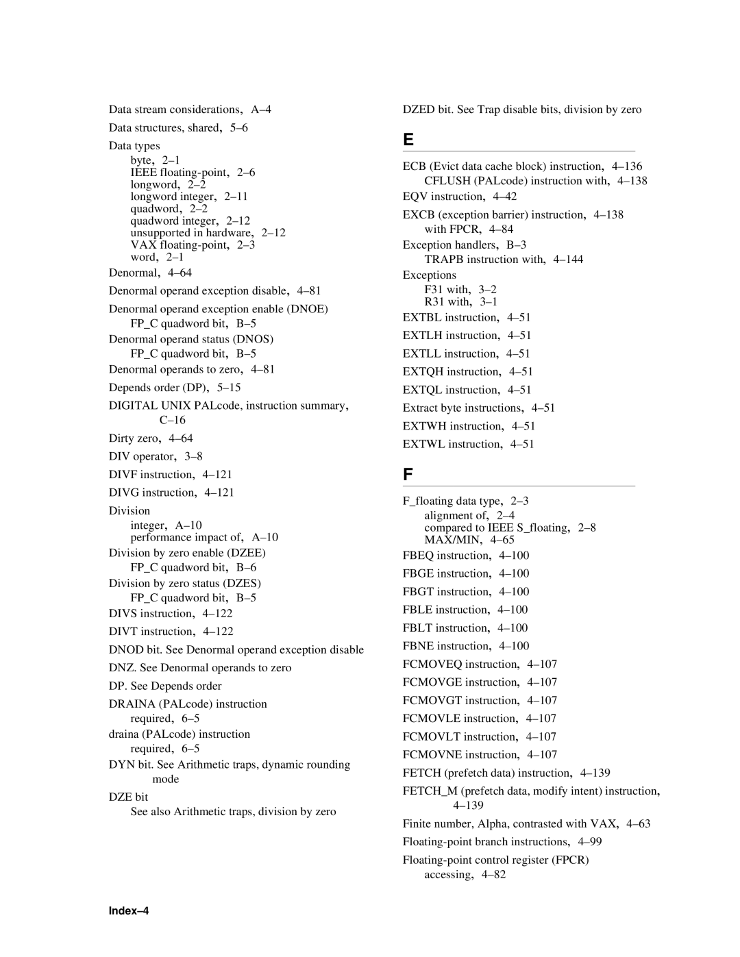 Compaq ECQD2KCTE manual Index-4 