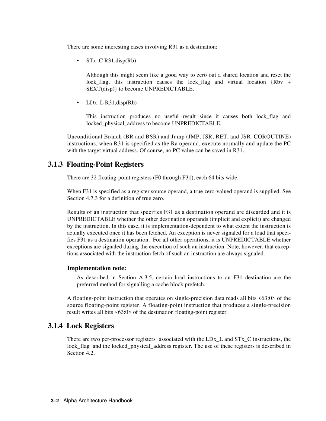 Compaq ECQD2KCTE manual Floating-Point Registers, Lock Registers 