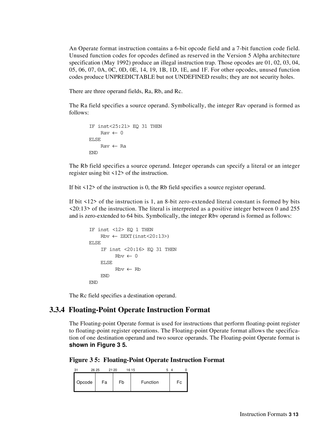 Compaq ECQD2KCTE manual Floating-Point Operate Instruction Format 