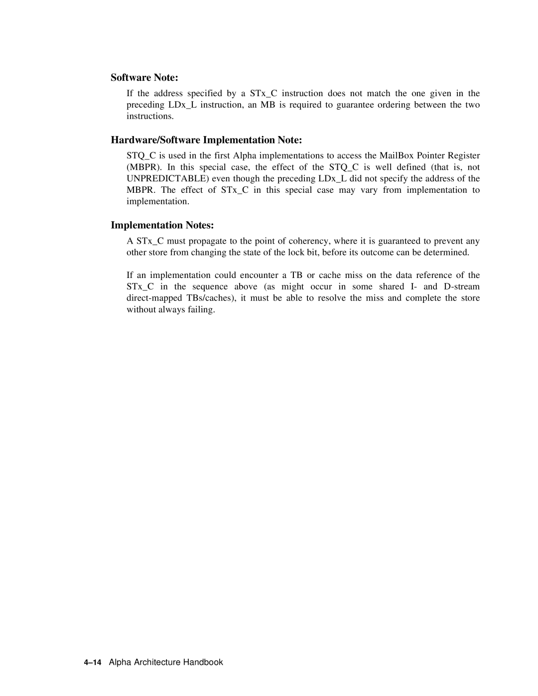 Compaq ECQD2KCTE manual Software Note, Hardware/Software Implementation Note 