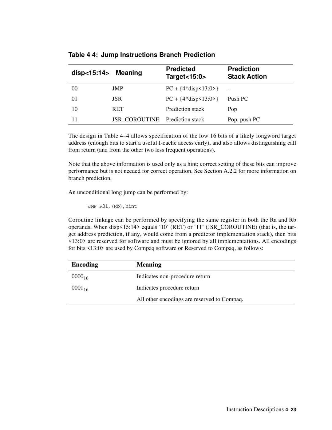 Compaq ECQD2KCTE manual Encoding Meaning 