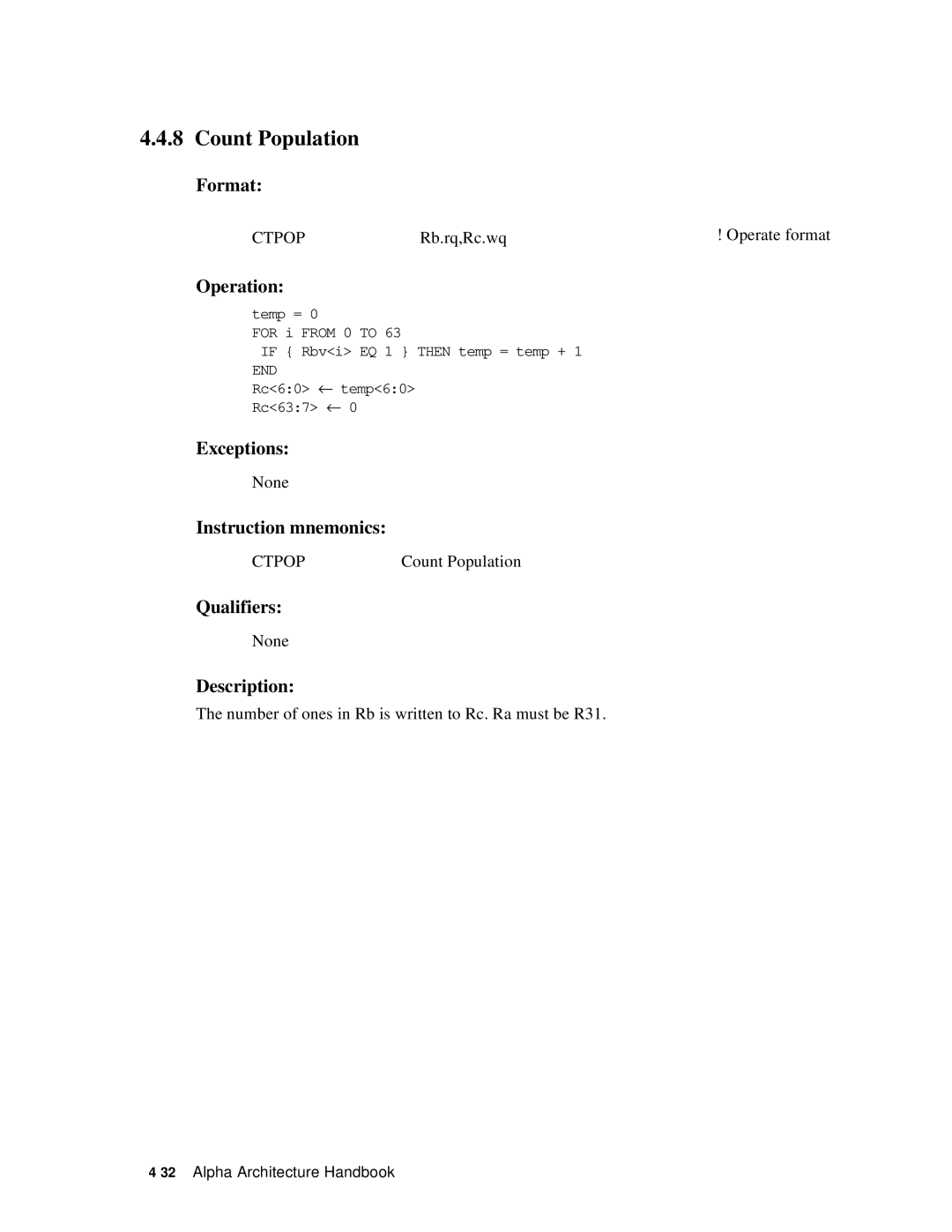 Compaq ECQD2KCTE manual Count Population, Ctpop 