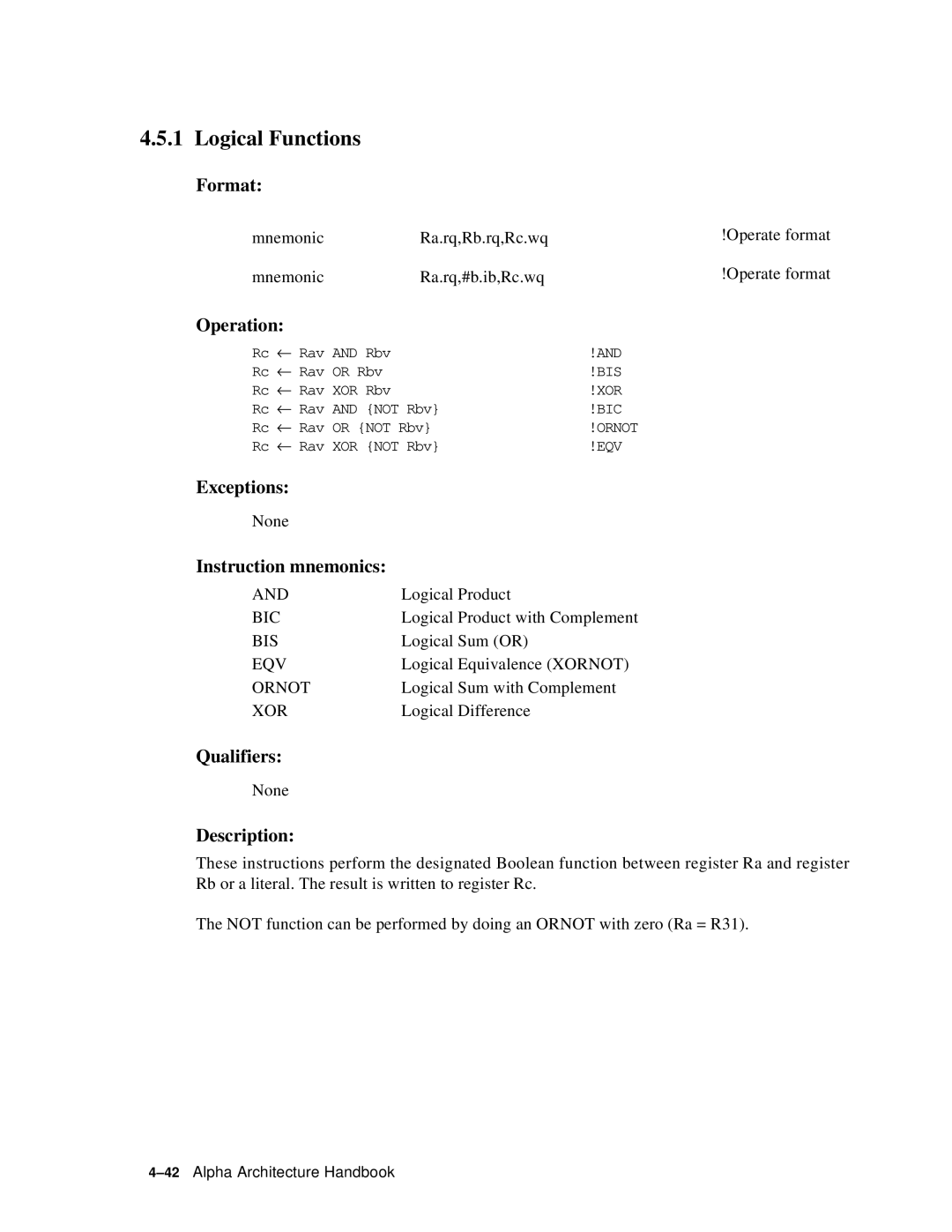 Compaq ECQD2KCTE manual Logical Functions 