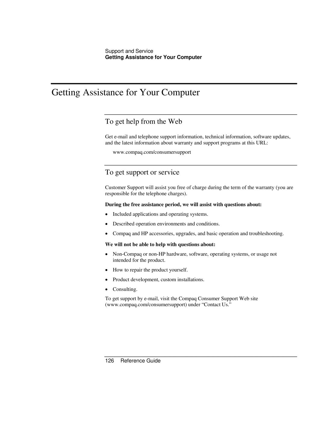 Compaq EH65V, EH63V manual Getting Assistance for Your Computer, To get help from the Web, To get support or service 