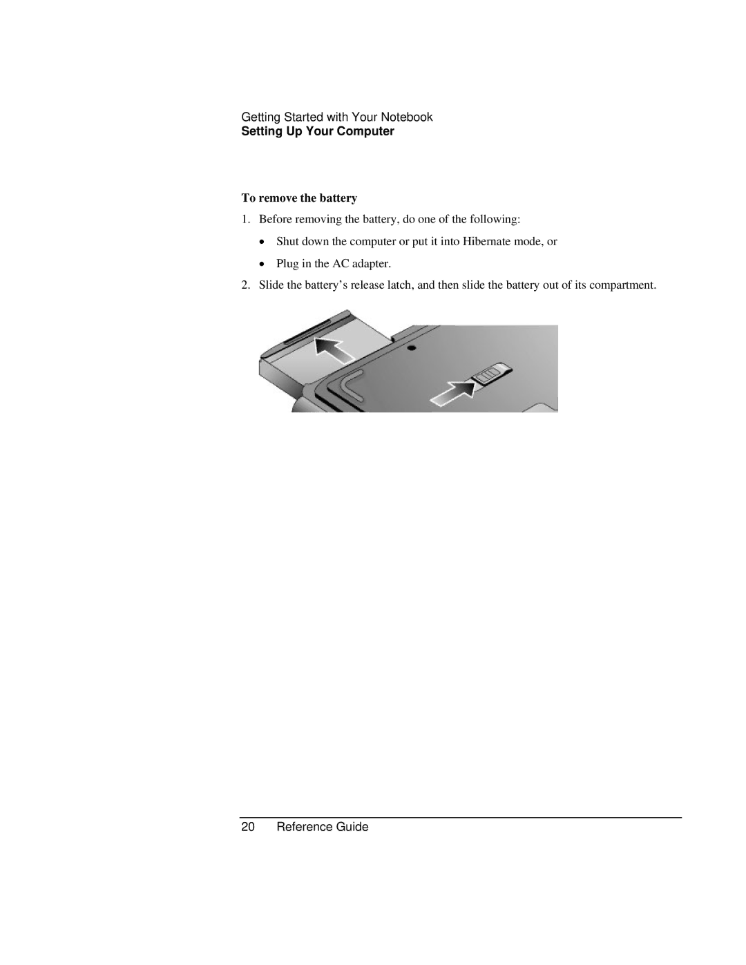 Compaq EH65V, EH63V manual To remove the battery 