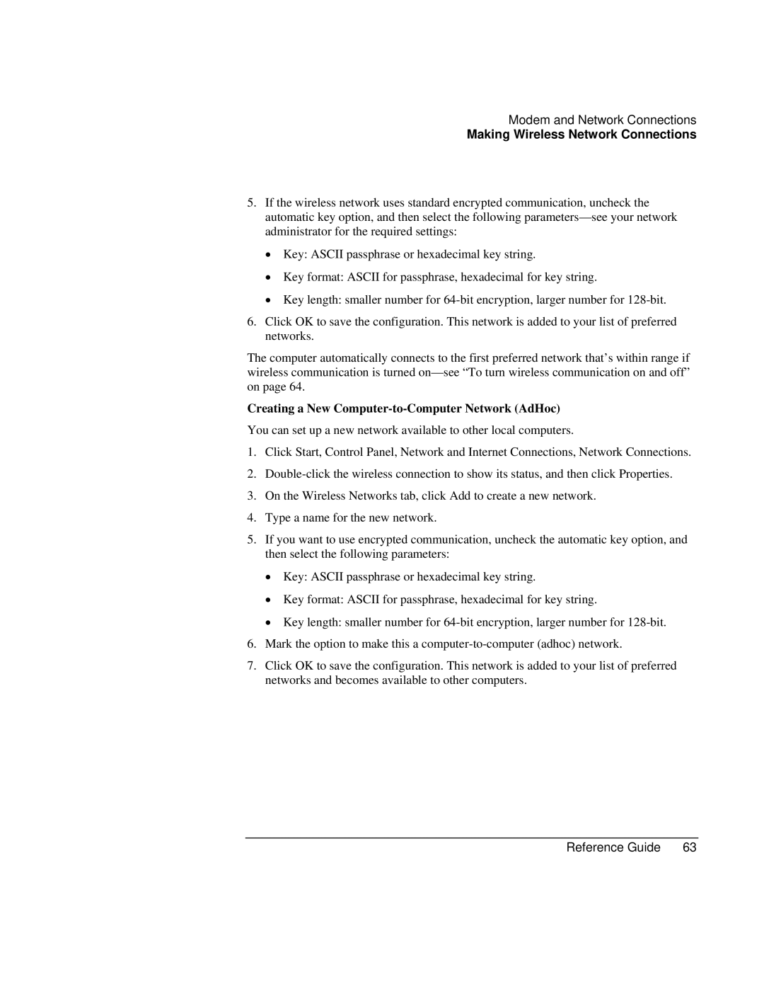 Compaq EH63V, EH65V manual Creating a New Computer-to-Computer Network AdHoc 