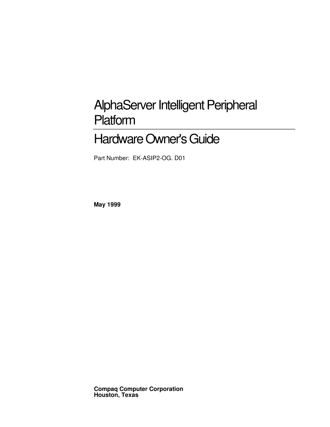 Compaq EK-ASIP2-OG. D01 manual May Compaq Computer Corporation Houston, Texas 