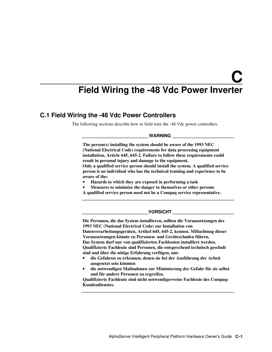 Compaq EK-ASIP2-OG. D01 manual Field Wiring the -48 Vdc Power Inverter, Field Wiring the -48 Vdc Power Controllers 