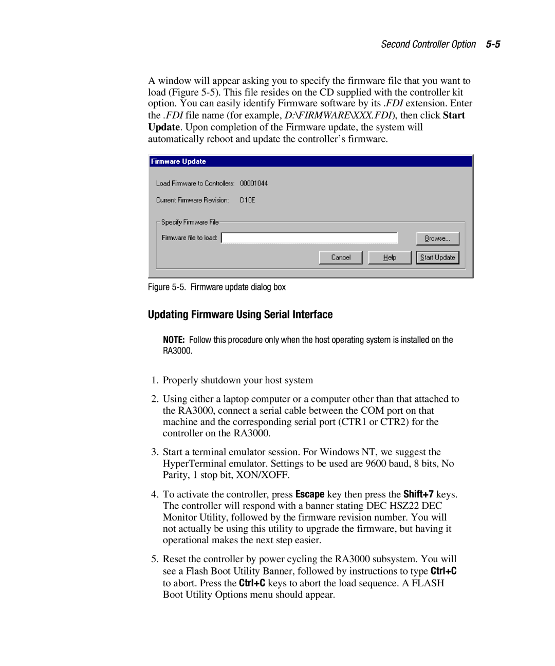 Compaq EK-SMCPO-UG. C01 manual Updating Firmware Using Serial Interface, Firmware update dialog box 