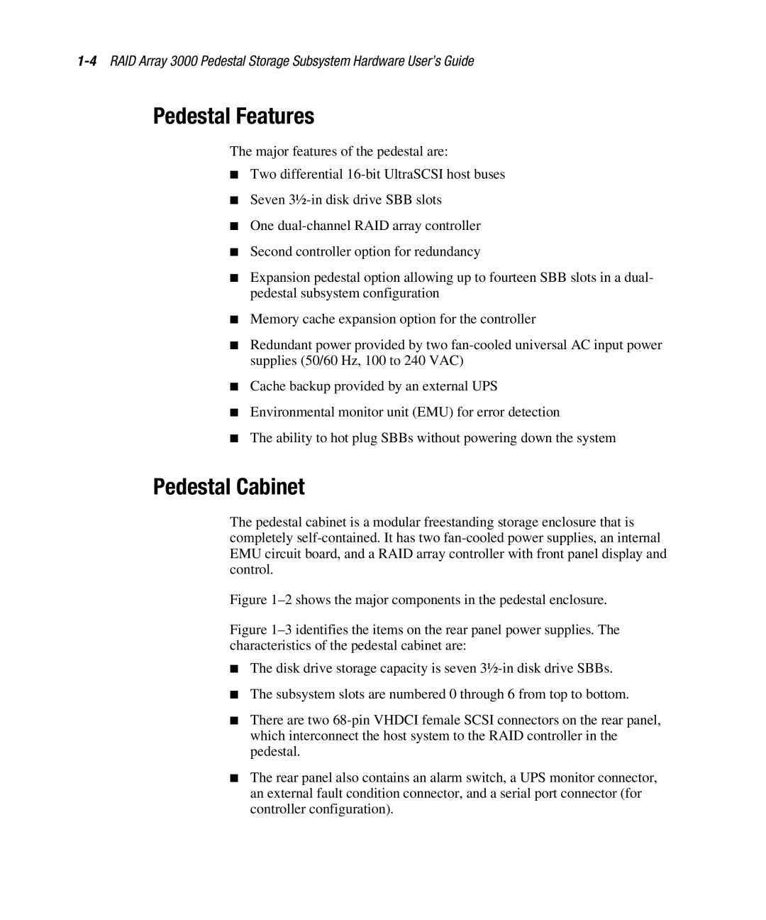 Compaq EK-SMCPO-UG. C01 manual Pedestal Features, Pedestal Cabinet 