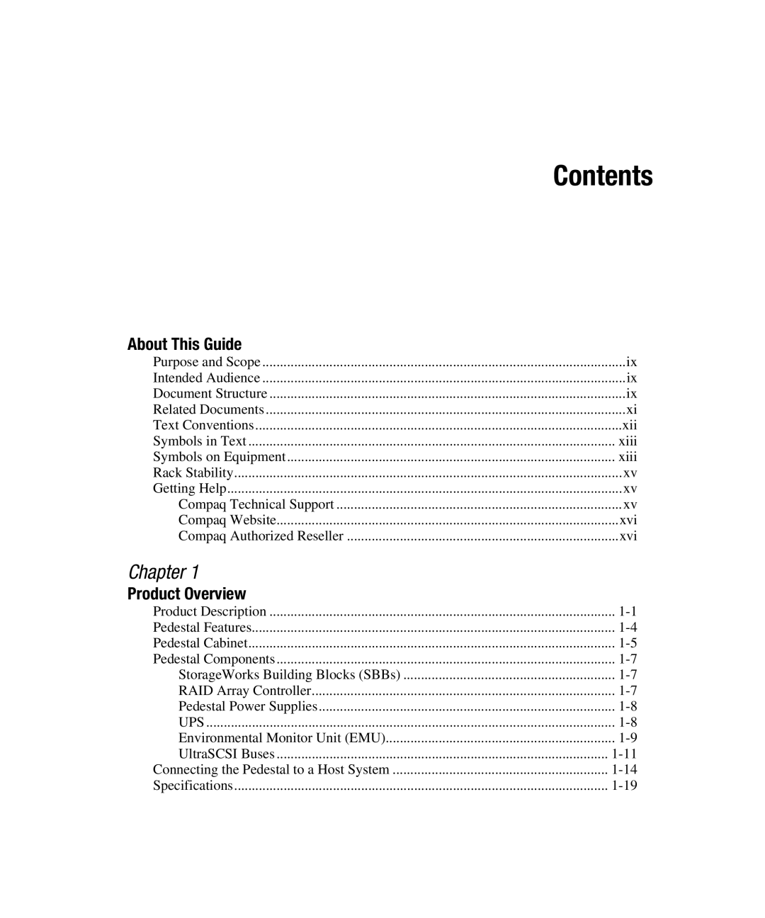 Compaq EK-SMCPO-UG. C01 manual Contents 