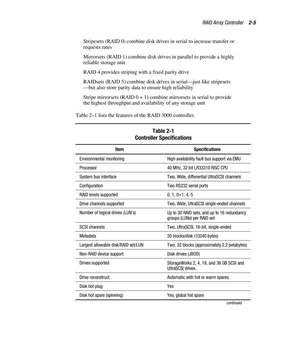 Compaq EK-SMCPO-UG. C01 manual Controller Specifications 