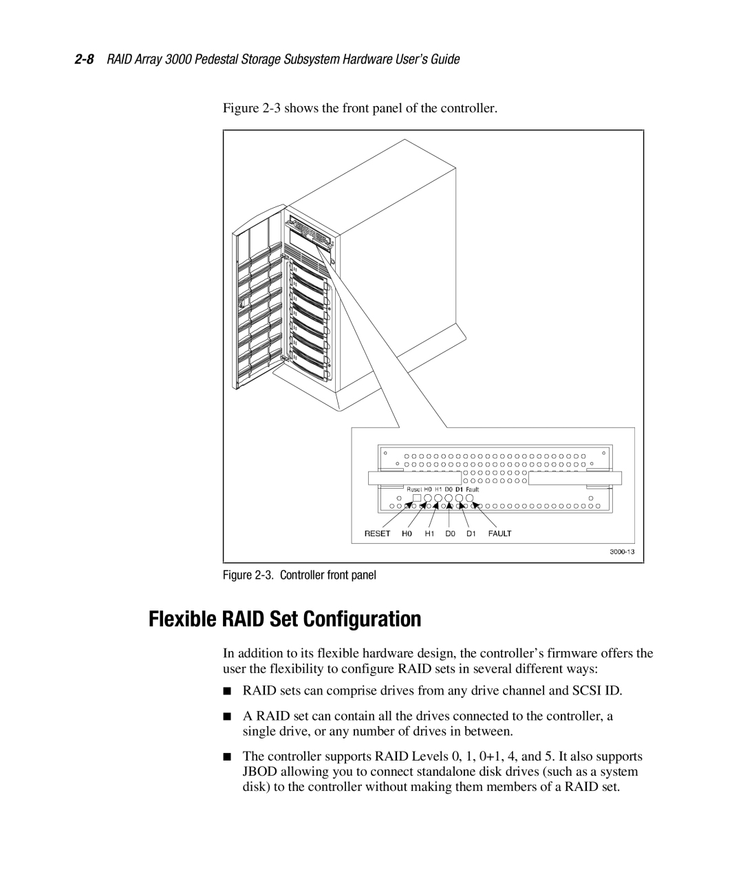 Compaq EK-SMCPO-UG. C01 manual Flexible RAID Set Configuration, Shows the front panel of the controller 