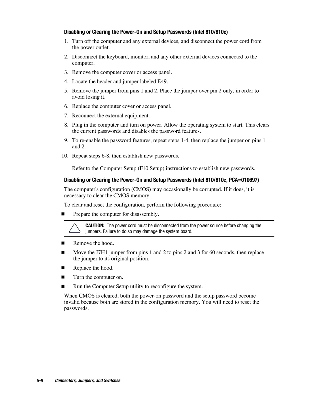 Compaq EP Series manual Connectors, Jumpers, and Switches 