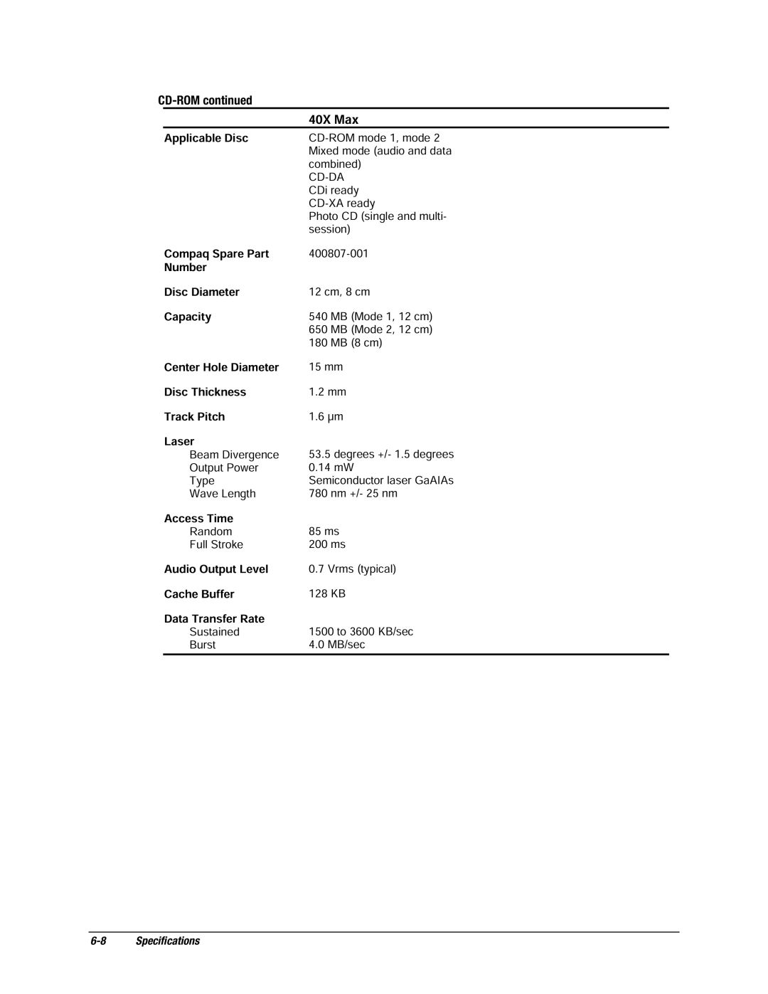 Compaq EP Series manual Cd-Rom, 40X Max 