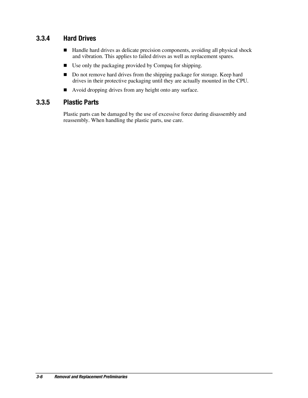 Compaq EP Series manual Hard Drives, Plastic Parts 