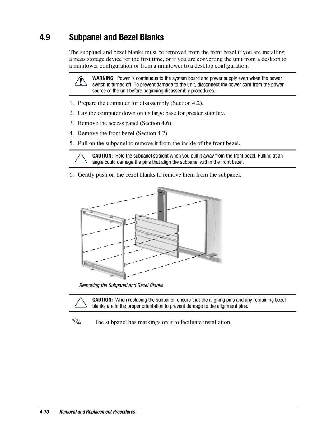 Compaq EP Series manual Subpanel and Bezel Blanks 