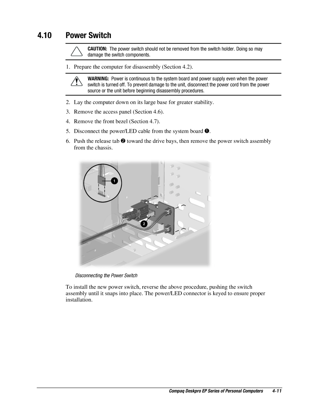 Compaq EP Series manual Power Switch 