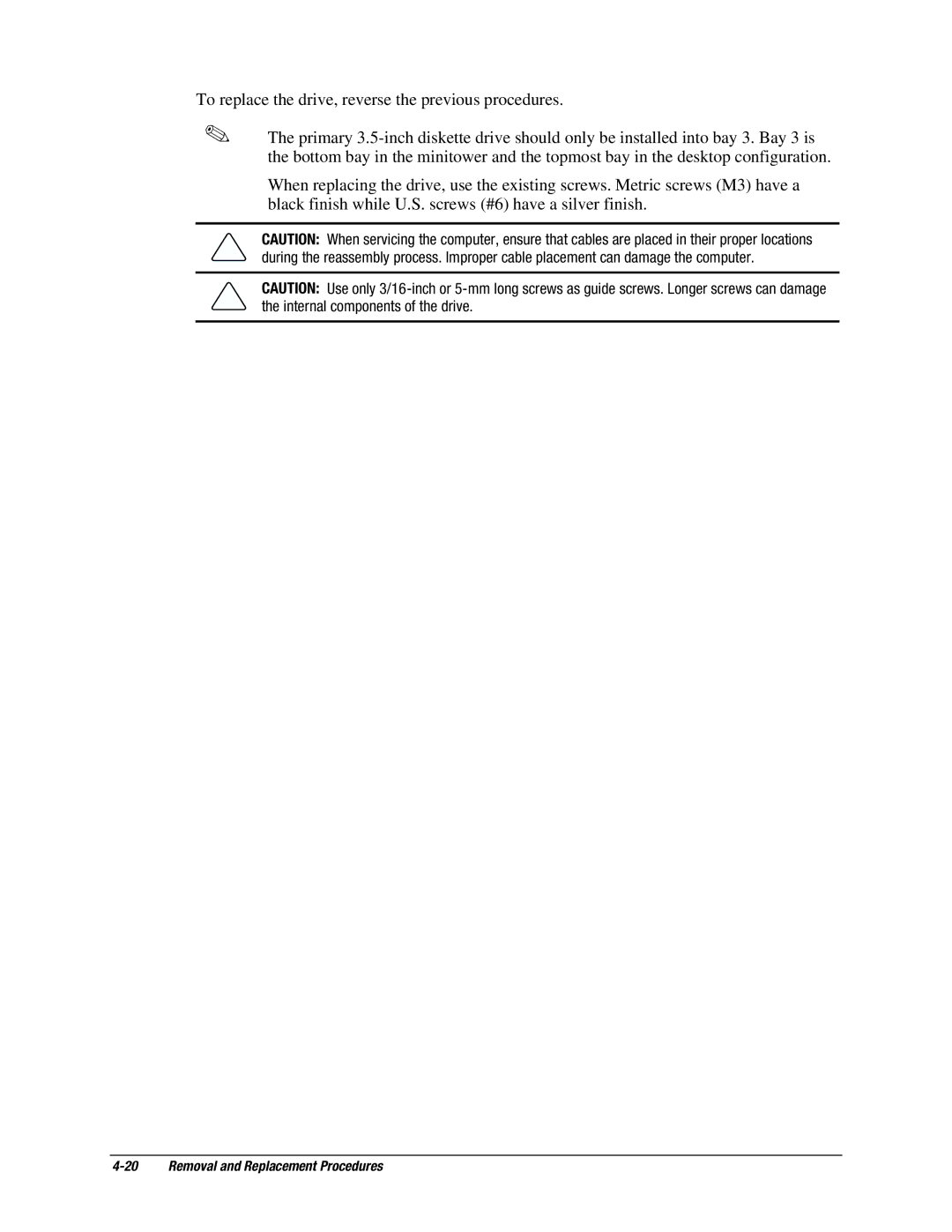 Compaq EP Series manual Removal and Replacement Procedures 