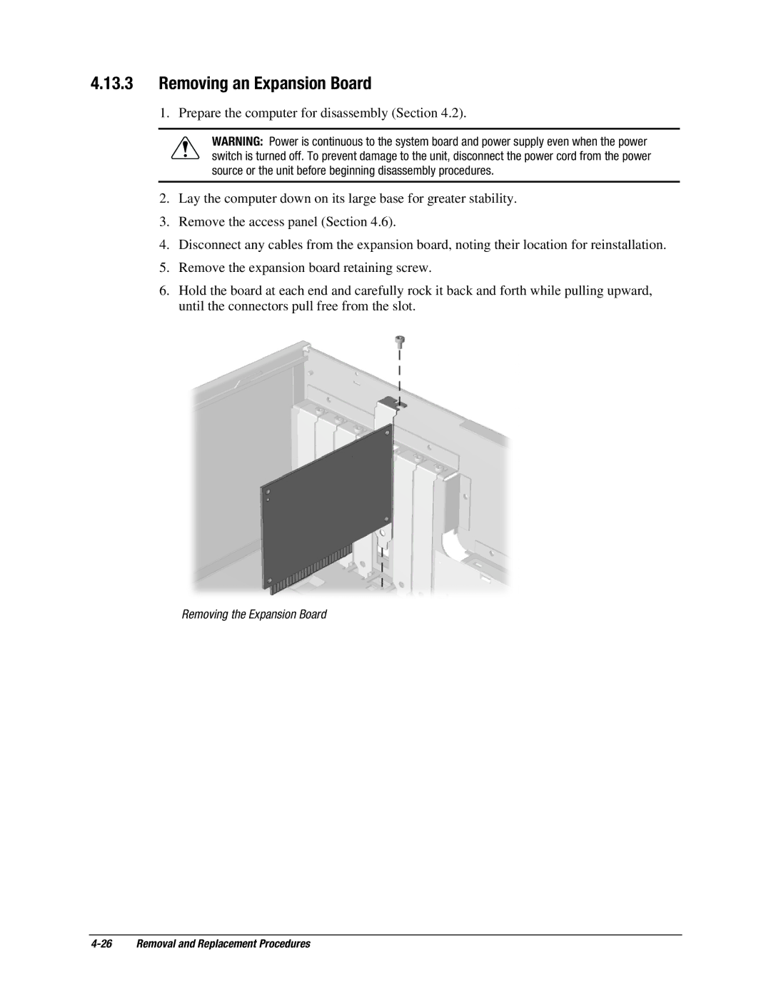 Compaq EP Series manual Removing an Expansion Board 