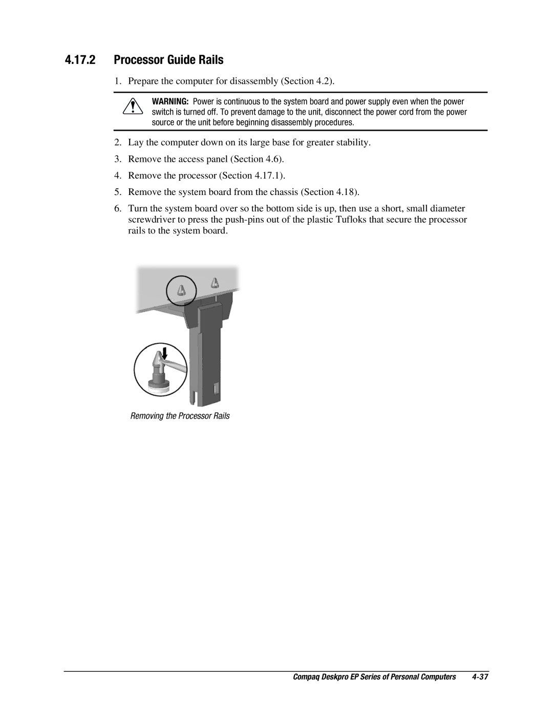 Compaq EP Series manual Processor Guide Rails 