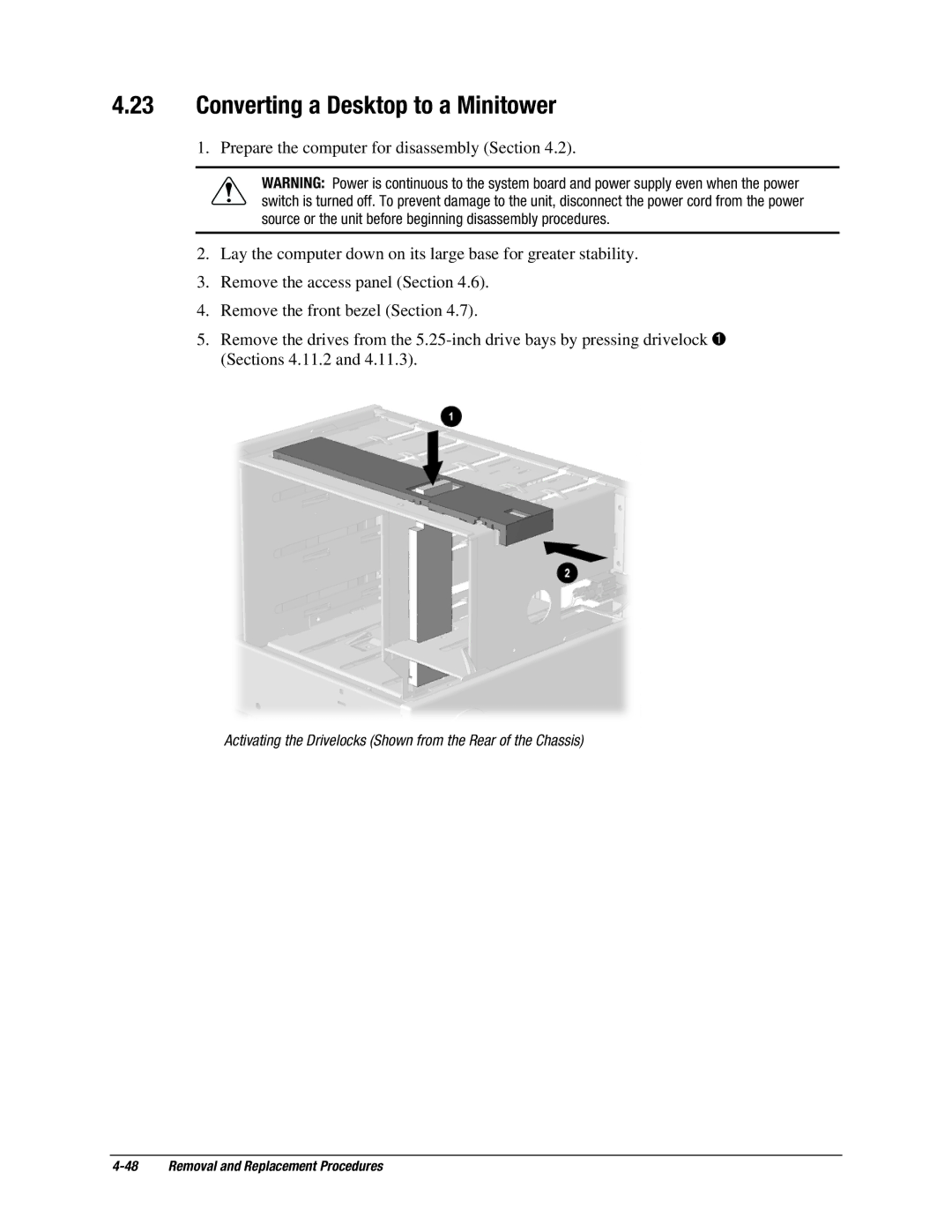 Compaq EP Series manual Converting a Desktop to a Minitower 