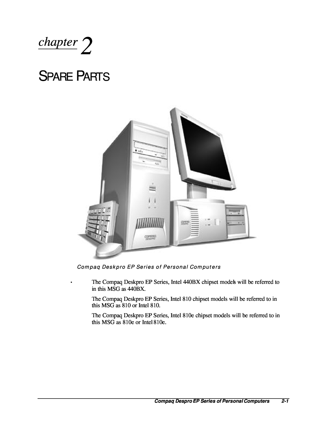 Compaq EP Series manual chapter, Spare Parts 