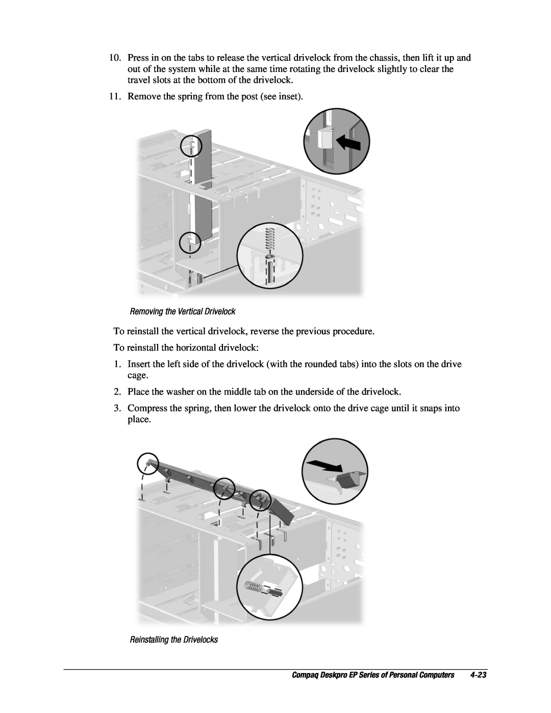 Compaq EP Series manual Remove the spring from the post see inset 
