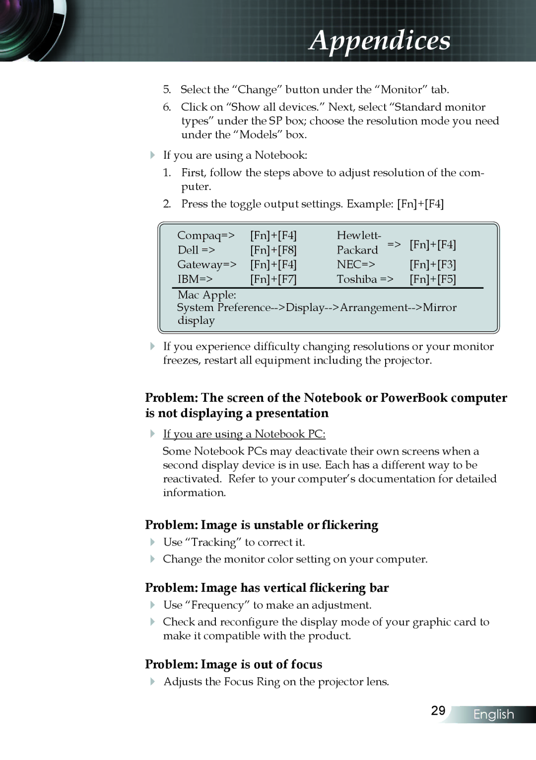 Compaq EP7150 manual Problem Image is unstable or ﬂickering 