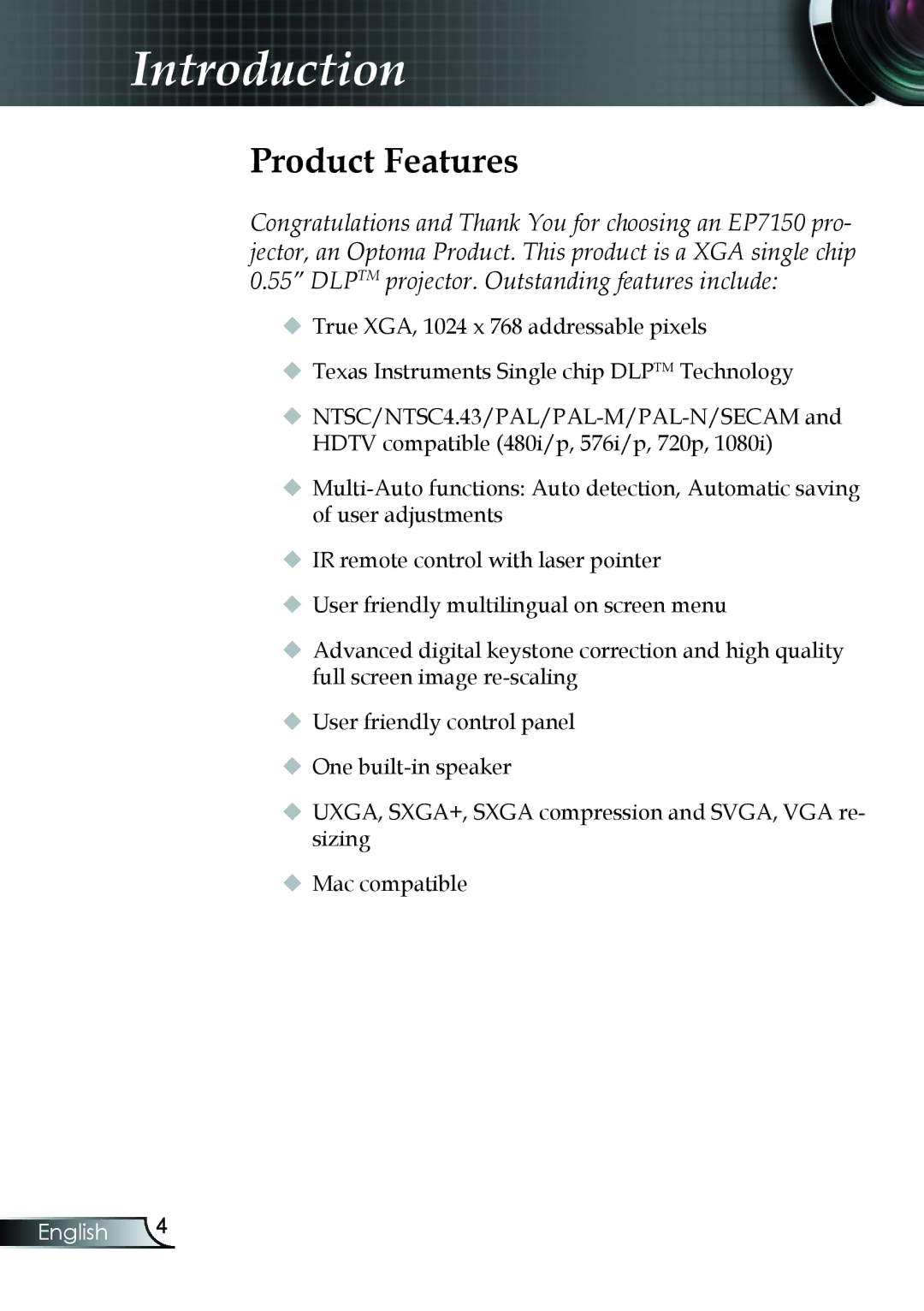 Compaq EP7150 manual Introduction, Product Features 