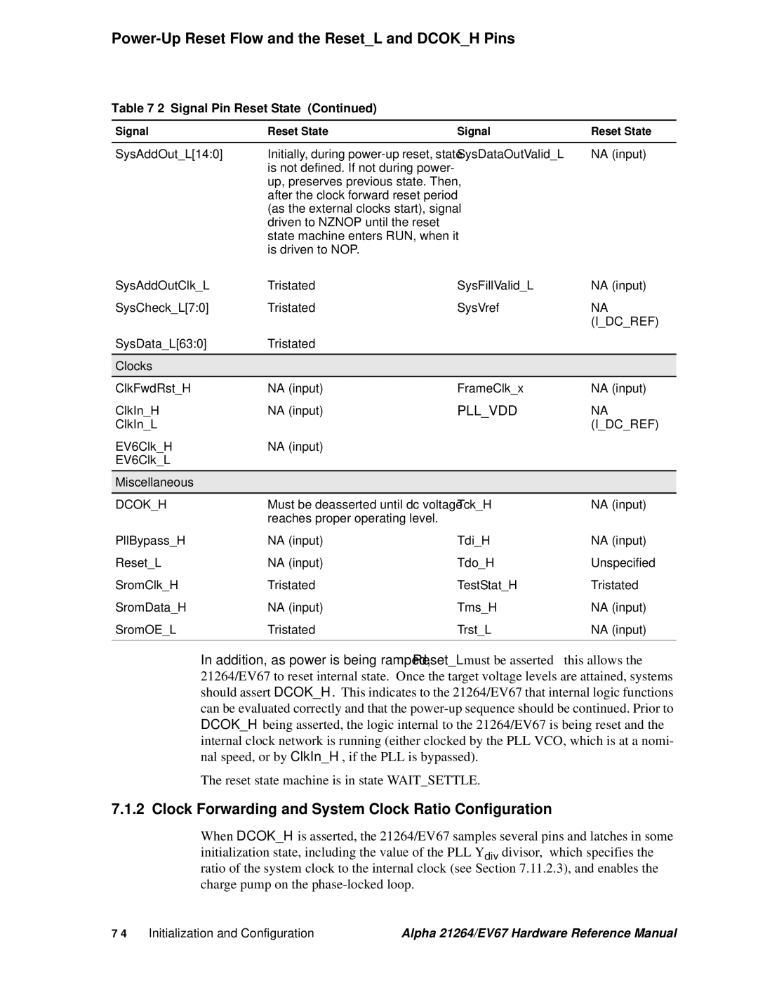 Compaq EV67, 21264 specifications Clock Forwarding and System Clock Ratio Configuration, Pllvdd 