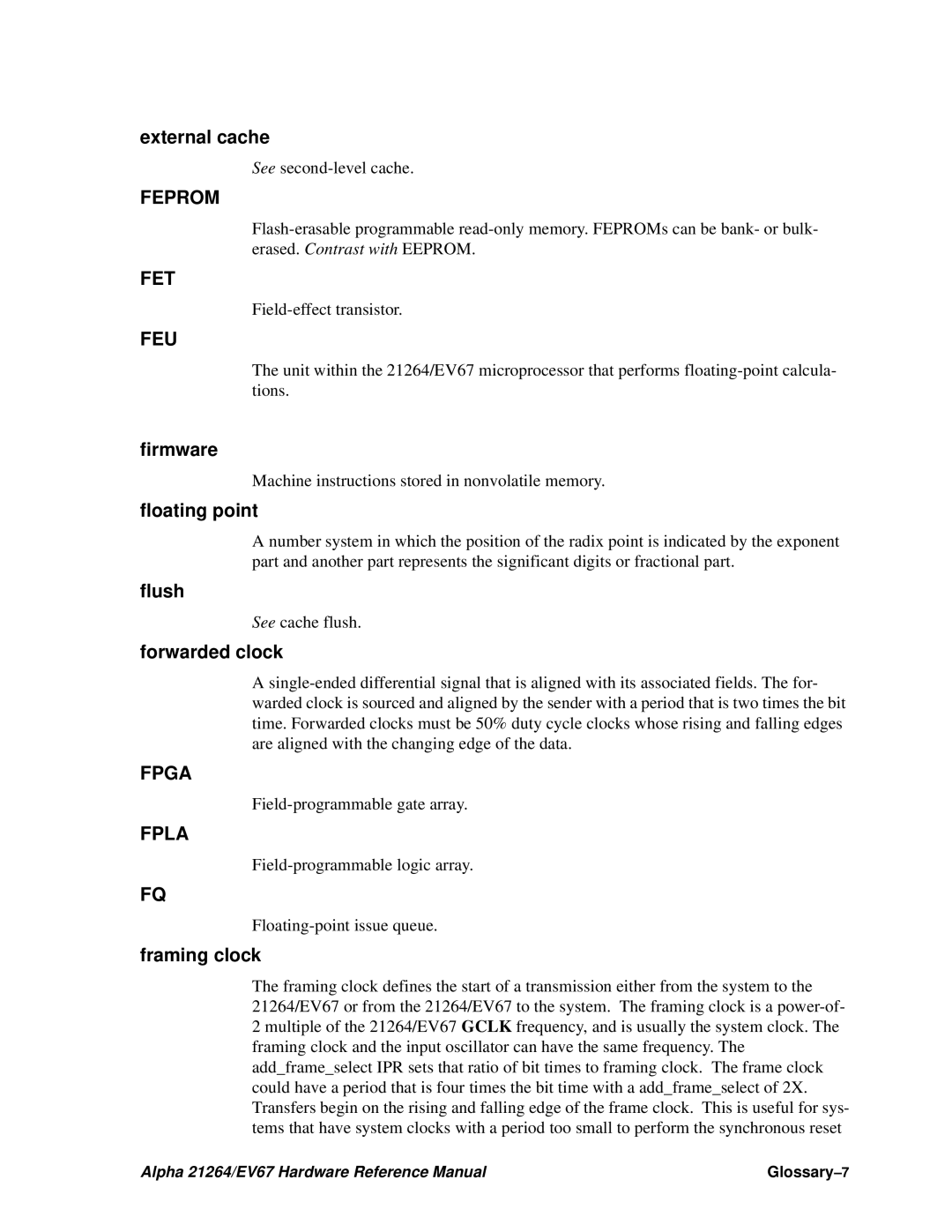 Compaq 21264, EV67 specifications Feprom, Fet, Feu, Fpga, Fpla 