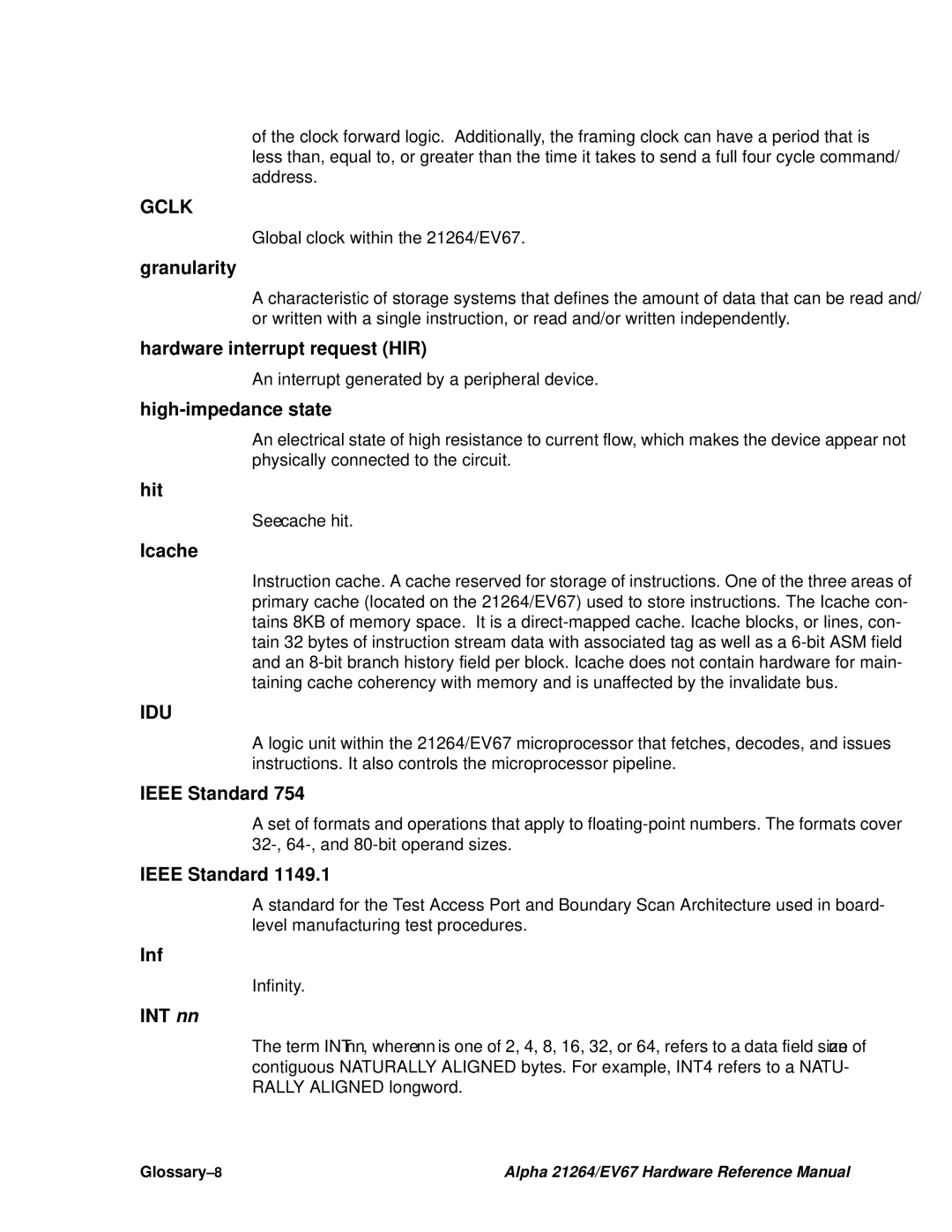 Compaq EV67, 21264 specifications Gclk, Idu 