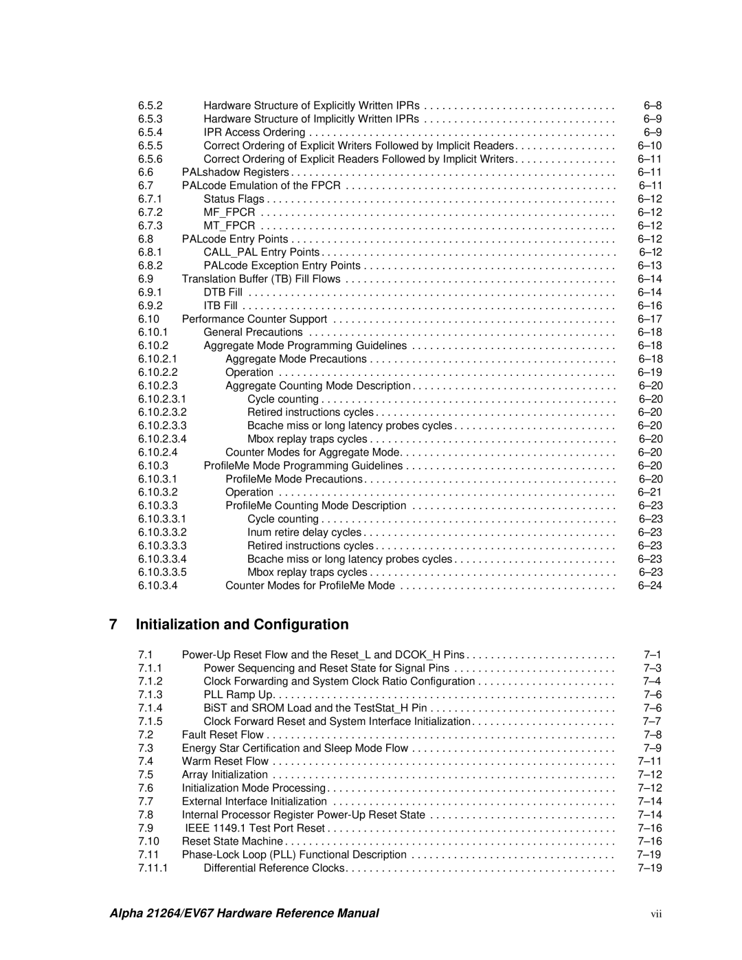 Compaq 21264, EV67 specifications Initialization and Configuration, Mffpcr Mtfpcr 