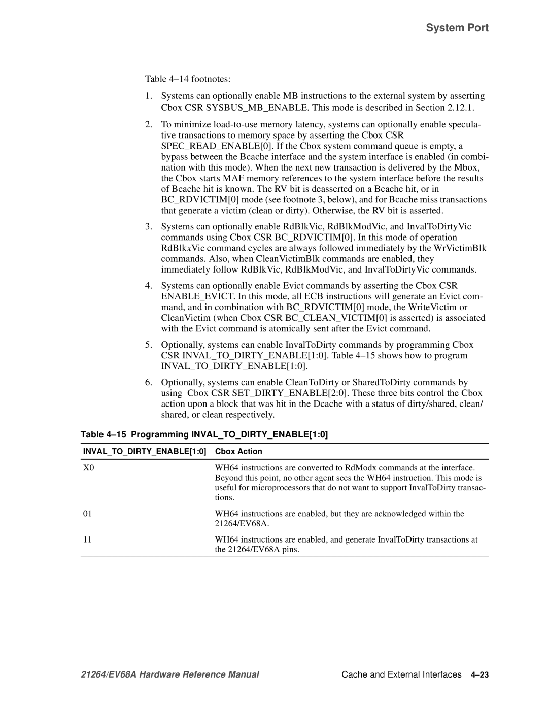 Compaq EV68A specifications Programming INVALTODIRTYENABLE10 