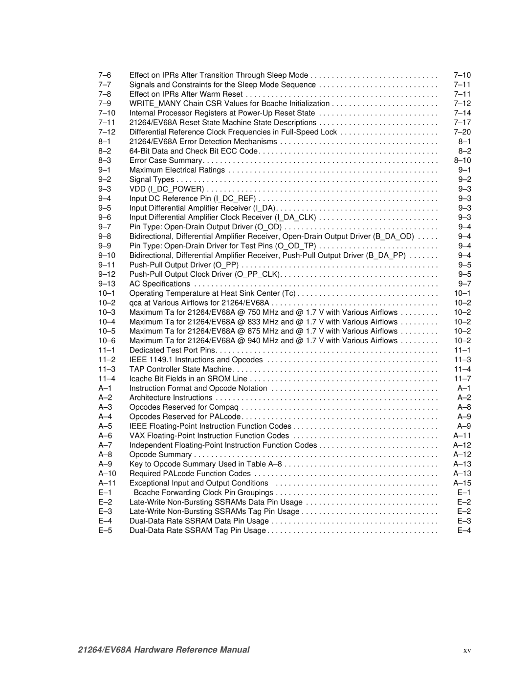 Compaq EV68A specifications VDD Idcpower 