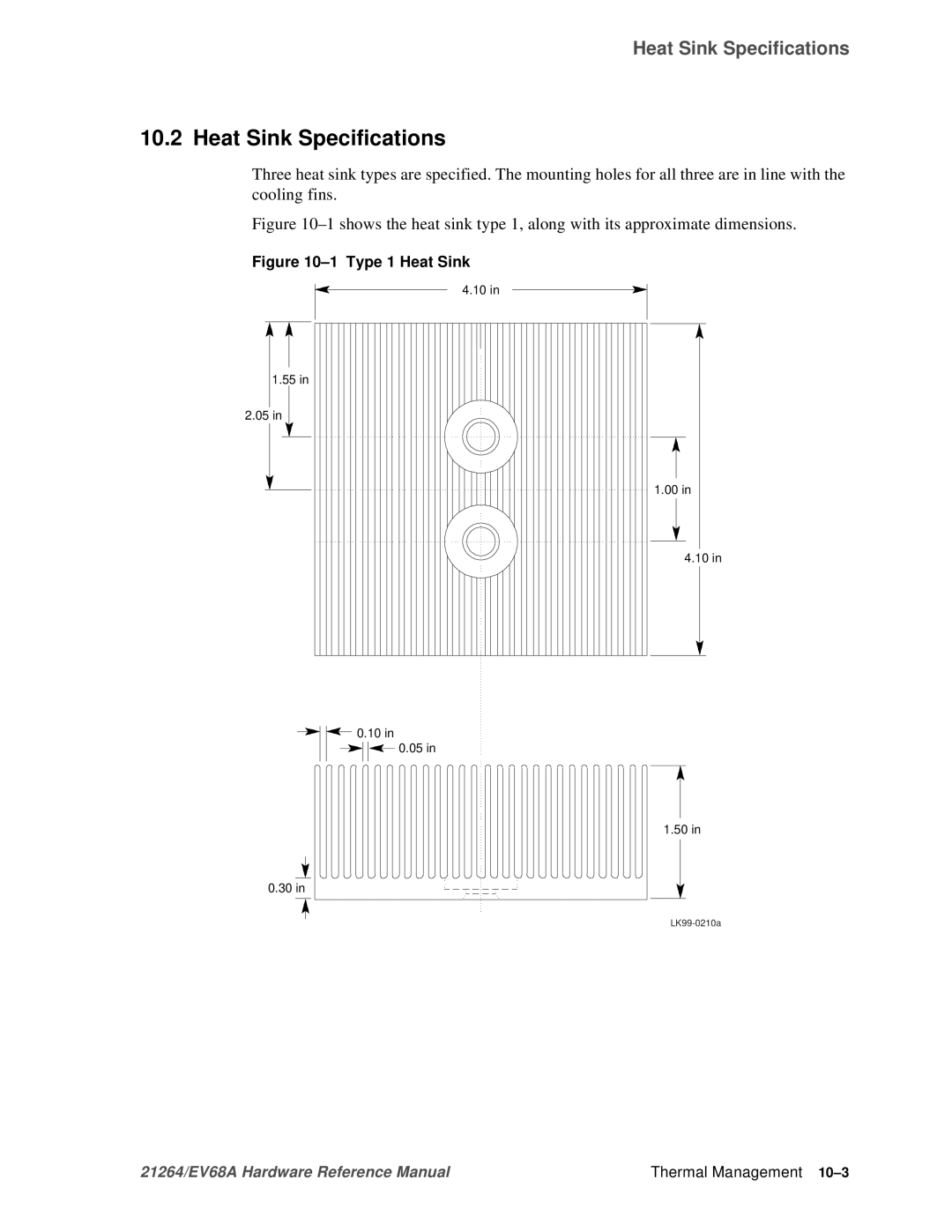 Compaq EV68A specifications Heat Sink Specifications 