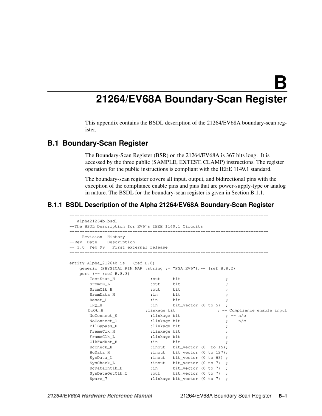 Compaq specifications 21264/EV68A Boundary-Scan Register 