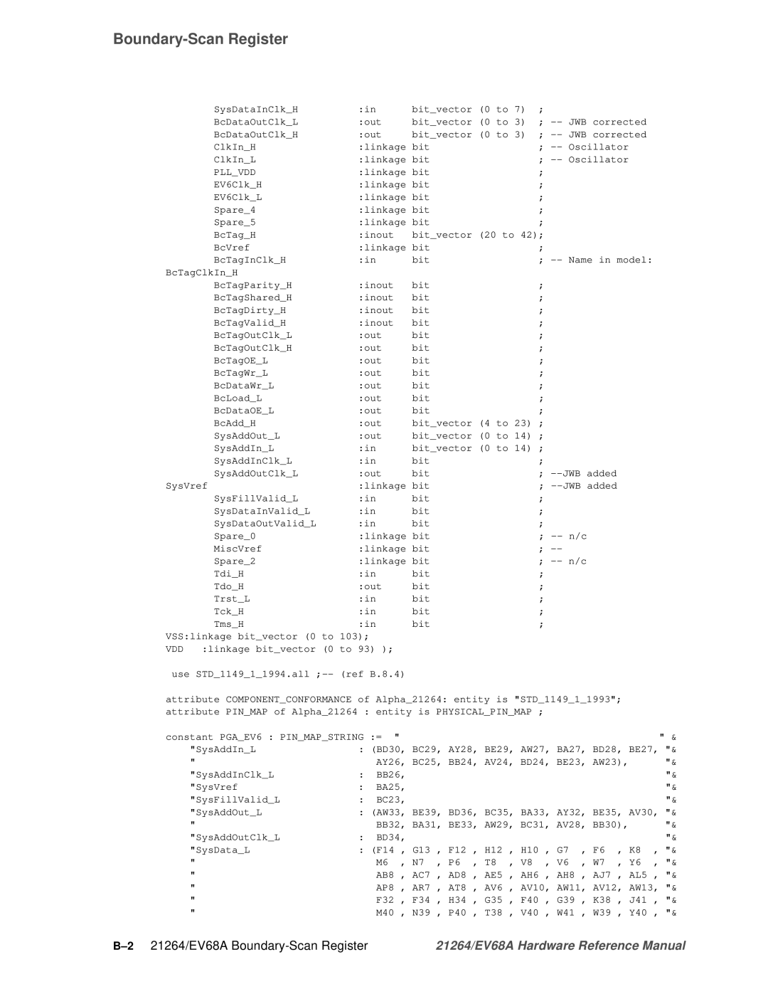 Compaq EV68A specifications Boundary-Scan Register, Pllvdd 