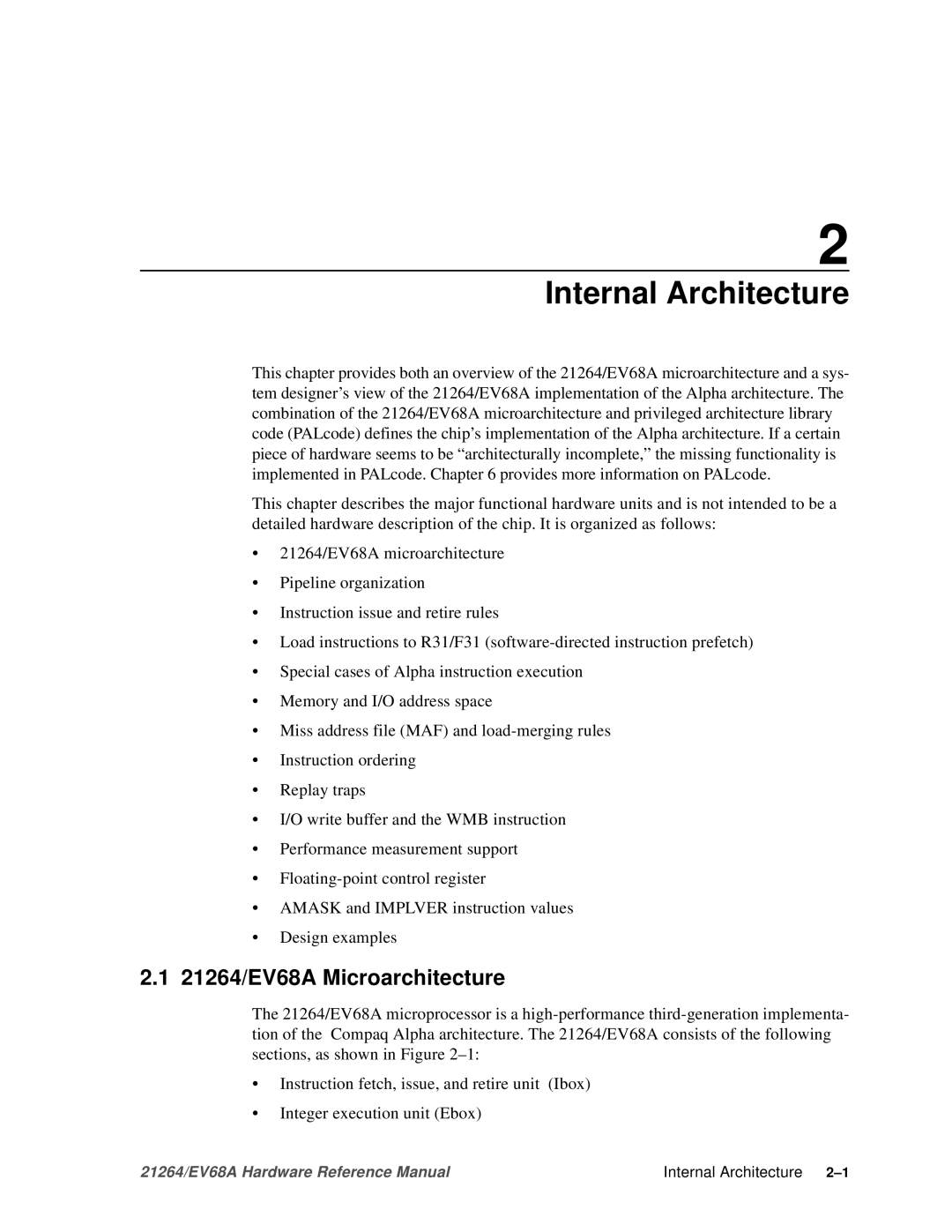 Compaq specifications Internal Architecture, 21264/EV68A Microarchitecture 