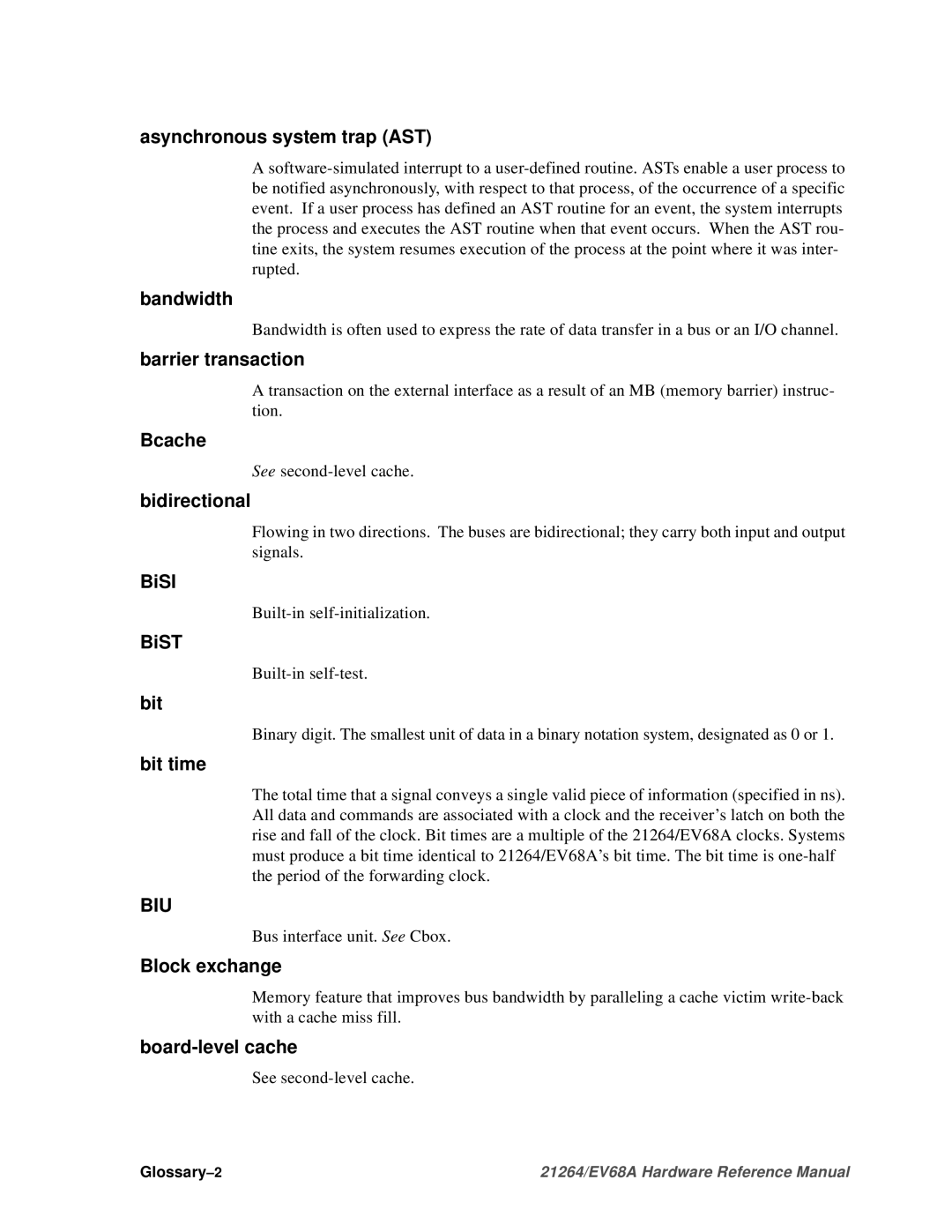 Compaq EV68A specifications Biu 