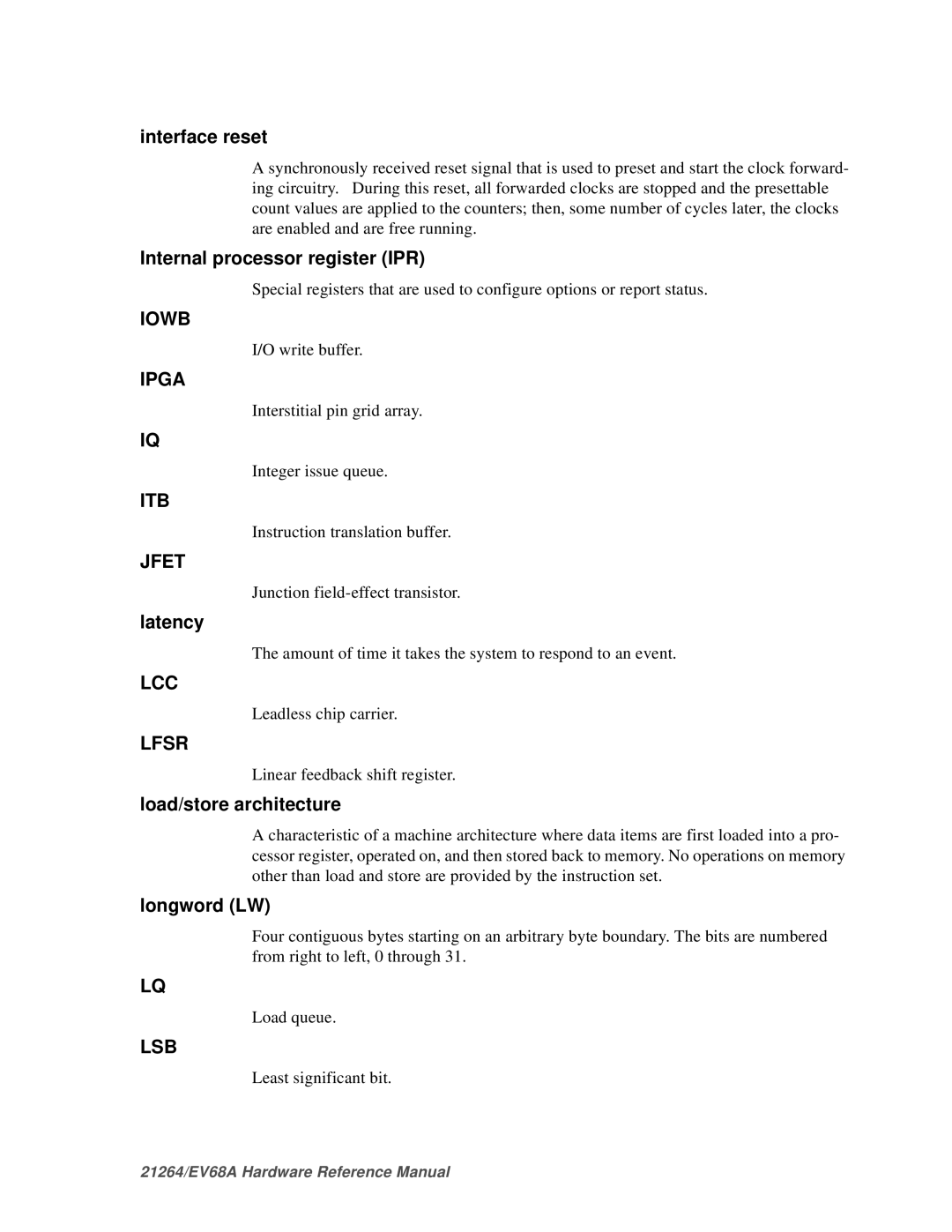 Compaq EV68A specifications Iowb, Ipga, Itb, Jfet, Lcc, Lfsr, Lsb 