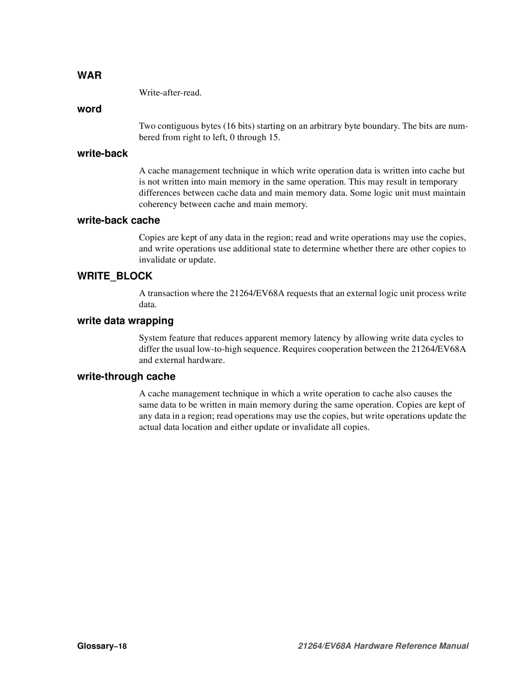 Compaq EV68A specifications War, Writeblock 