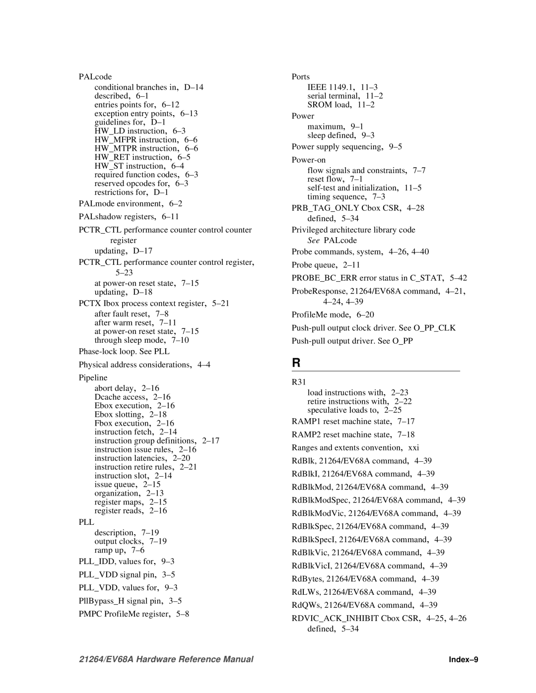 Compaq EV68A specifications Index-9 