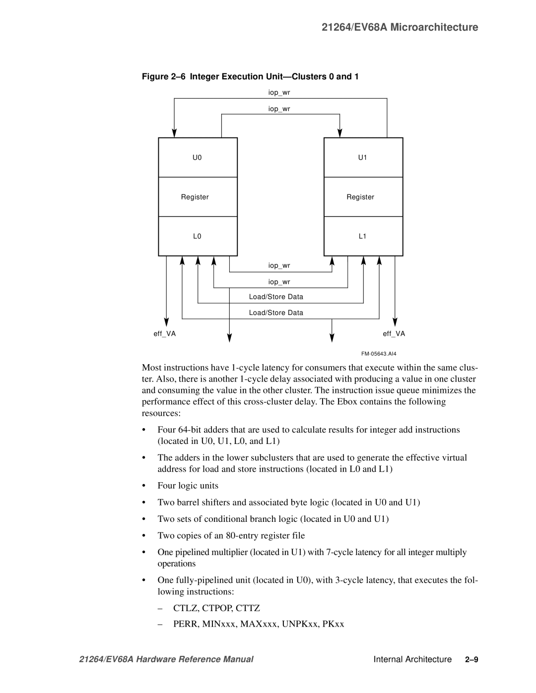 Compaq EV68A specifications PERR, MINxxx, MAXxxx, UNPKxx, PKxx, Integer Execution Unit-Clusters 0 