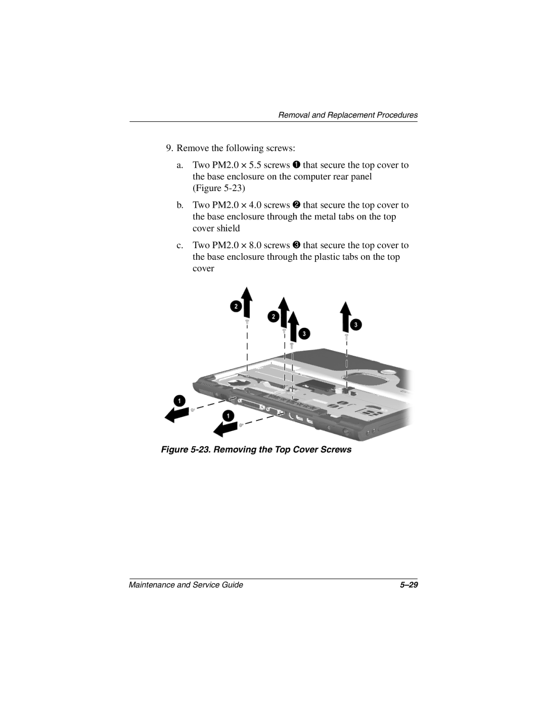 Compaq Presario 2800, Evo N800c Series, Evo N800w Series, Evo N800v Series manual Removing the Top Cover Screws 