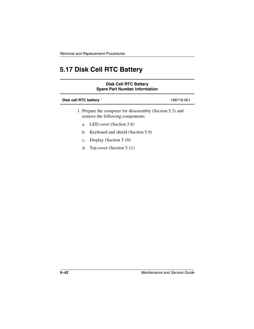 Compaq Evo N800c Series manual Disk Cell RTC Battery Spare Part Number Information, Disk cell RTC battery 198718-001 