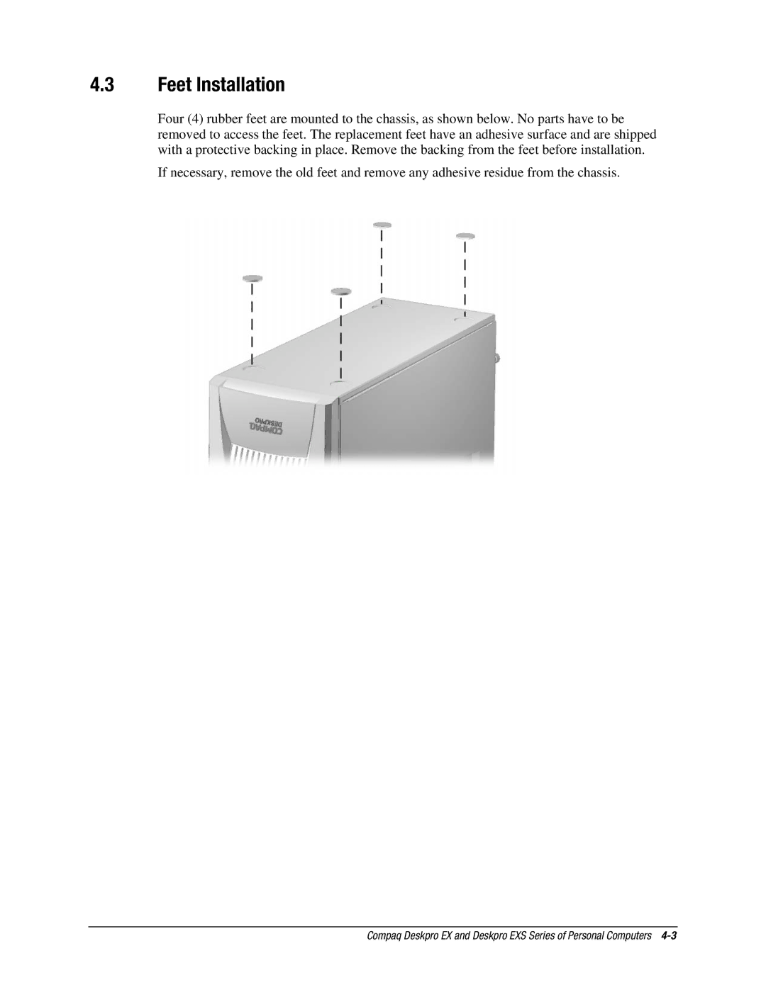 Compaq EXS Series, EX Series manual Feet Installation 