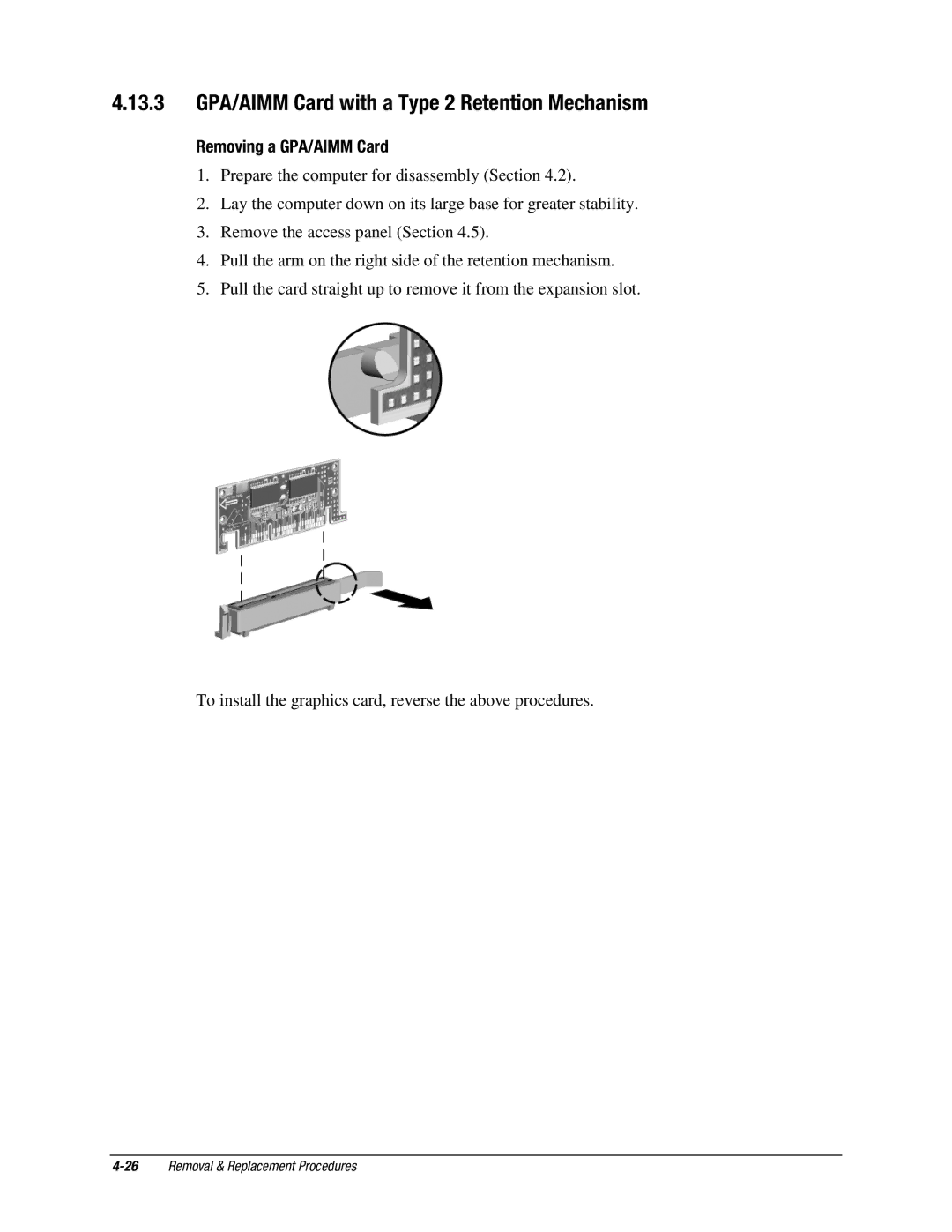 Compaq EX Series, EXS Series manual 13.3 GPA/AIMM Card with a Type 2 Retention Mechanism 